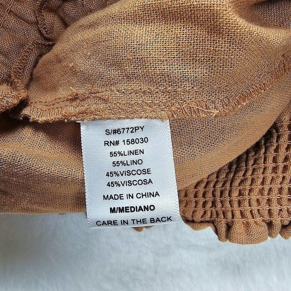 LOVE TREE Women's Linen Blend Jogger Pants Smocked Waist Summer Beachy Size M - Picture 8 of 12